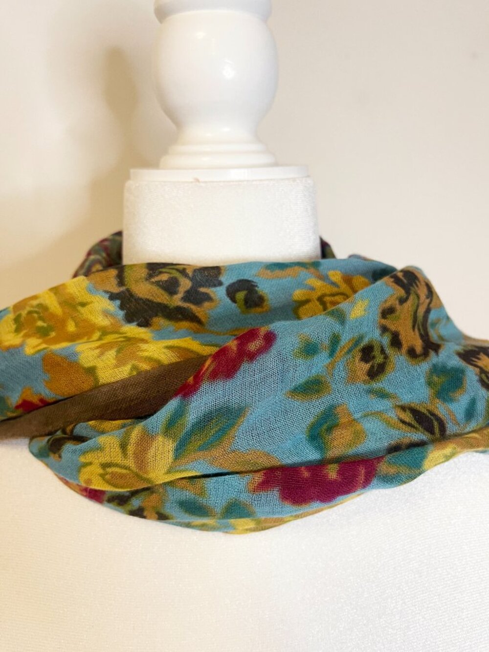 J. Jill Floral Paisley Scarf Teal Multicolor Lightweight Fringed Wrap Artsy - Picture 6 of 9
